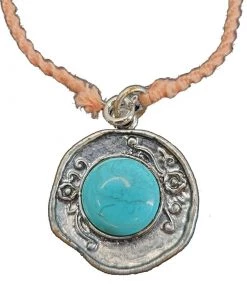 Violet's Coffre Vintage Aqua Hammered Pendant Bracelet - 1 Of 1