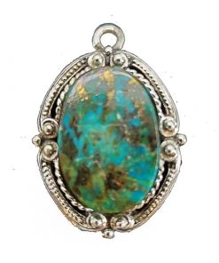 Violet's Coffre Vintage Blue / Green Stone Silver Tone Pendant - 1 Of 1