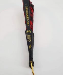 Violet's Coffre Vintage Black And Red Embroidered Fan - 1 Of 1