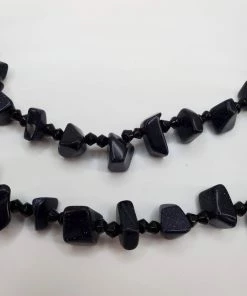 Violet's Coffre Black Stone Beaded Necklace Vintage
