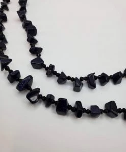 Violet's Coffre Black Stone Beaded Necklace Vintage