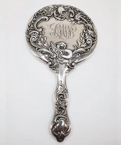 Violet's Coffre K & S Co. Ldt. Sterling Silver Repousse Hand Mirror With Dragon And Sword - 1 Of 1 Vintage
