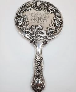 Violet's Coffre K & S Co. Ldt. Sterling Silver Repousse Hand Mirror With Dragon And Sword - 1 Of 1 Vintage