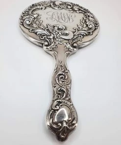Violet's Coffre K & S Co. Ldt. Sterling Silver Repousse Hand Mirror With Dragon And Sword - 1 Of 1 Vintage