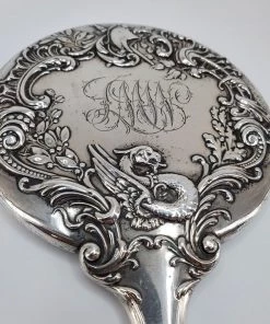 Violet's Coffre K & S Co. Ldt. Sterling Silver Repousse Hand Mirror With Dragon And Sword - 1 Of 1 Vintage