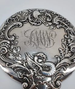 Violet's Coffre K & S Co. Ldt. Sterling Silver Repousse Hand Mirror With Dragon And Sword - 1 Of 1 Vintage
