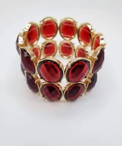 Violet's Coffre Vintage Gold And Ruby Colored Cuff Bracelet - 1 Of 1