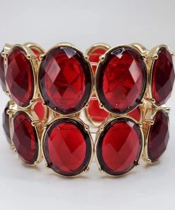 Violet's Coffre Vintage Gold And Ruby Colored Cuff Bracelet - 1 Of 1