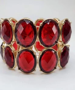 Violet's Coffre Vintage Gold And Ruby Colored Cuff Bracelet - 1 Of 1