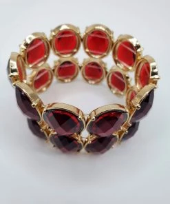 Violet's Coffre Vintage Gold And Ruby Colored Cuff Bracelet - 1 Of 1