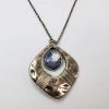 Violet's Coffre Silver Tone Necklace With Wrapped Metal Ring And Blue Stone - 1 Of 1 Vintage 1 Violet's Coffre Silver Tone Necklace With Wrapped Metal Ring And Blue Stone - 1 Of 1 Vintage