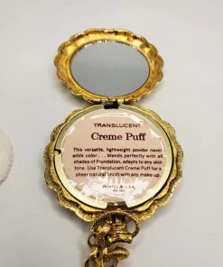 Violet's Coffre Vintage Max Factor Golden Lark Compact With Creme Puff Translucent Powder - 1 Of 1