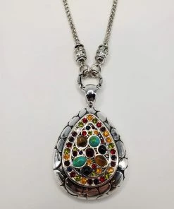 Violet's Coffre Vintage Jeweled Turtle Shell Pattern Silver Tone Pendant Nekclace - 1 Of 1