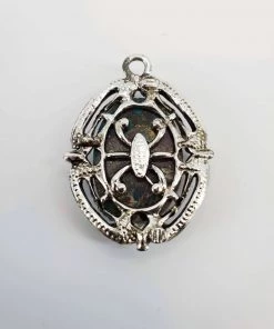 Violet's Coffre Vintage Blue / Green Stone Silver Tone Pendant - 1 Of 1