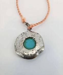 Violet's Coffre Vintage Aqua Hammered Pendant Bracelet - 1 Of 1