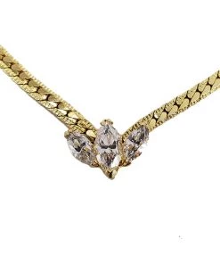 Violet's Coffre Vintage Gold Tone Marquise Jeweled Choker - 1 Of 1