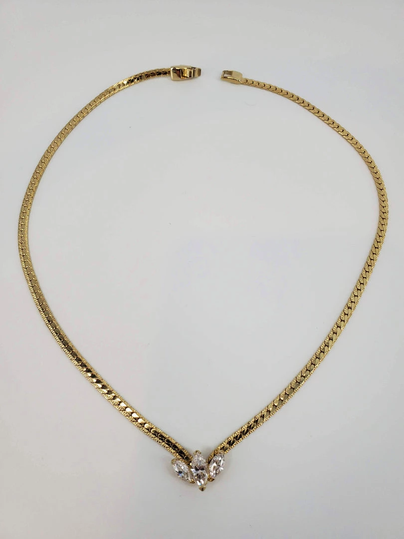 Violet's Coffre Vintage Gold Tone Marquise Jeweled Choker - 1 Of 1 5 Violet's Coffre Vintage Gold Tone Marquise Jeweled Choker - 1 Of 1