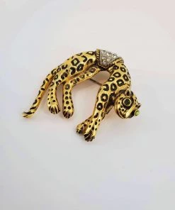 Violet's Coffre Vintage Studded Leopard Brooch - 1 Of 1