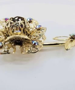 Violet's Coffre Vintage Sarah Coventry Jeweled Rose Brooch - 1 Of 1