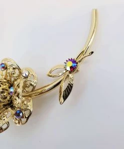 Violet's Coffre Vintage Sarah Coventry Jeweled Rose Brooch - 1 Of 1