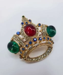 Violet's Coffre Vintage Jeweled Crown Brooch - 1 Of 1
