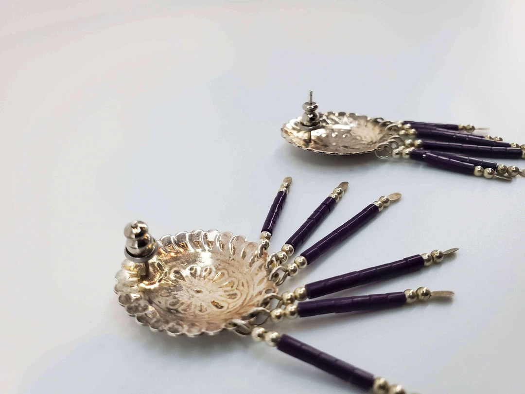 Violet's Coffre Stunning Vintage Sterling Silver Turtle Shell Earrings - 1 Of 1 6 Violet's Coffre Stunning Vintage Sterling Silver Turtle Shell Earrings - 1 Of 1