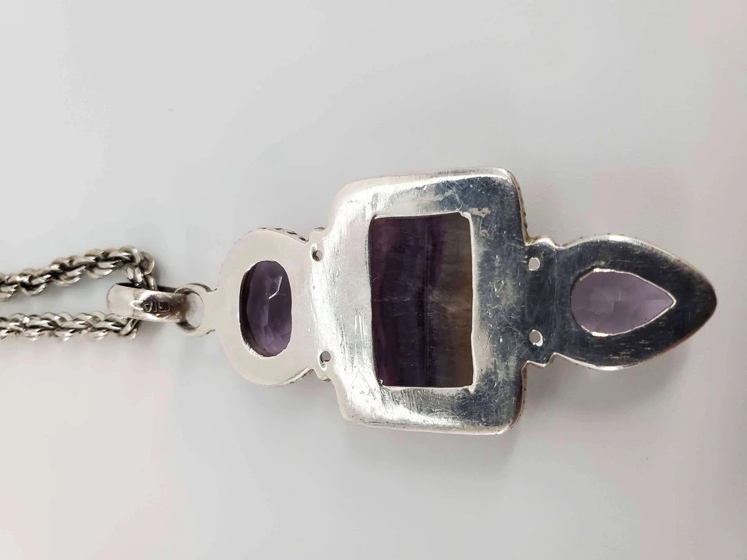 Violet's Coffre Vintage Sterling Amethyst Pendant Necklace - 1 Of 1 7 Violet's Coffre Vintage Sterling Amethyst Pendant Necklace - 1 Of 1