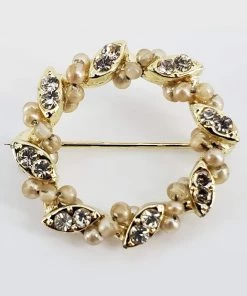 Violet's Coffre Vintage Bead Wrapped Studded Wreath Brooch - 1 Of 1