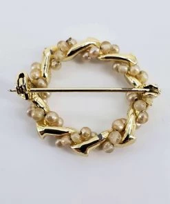 Violet's Coffre Vintage Bead Wrapped Studded Wreath Brooch - 1 Of 1