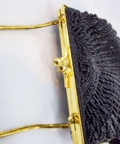 Violet's Coffre Vintage Black Beaded Clamshell Purse - 1 Of 1