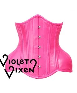 Corset Deal Corsets Pink Leather Conical Underbust Corset