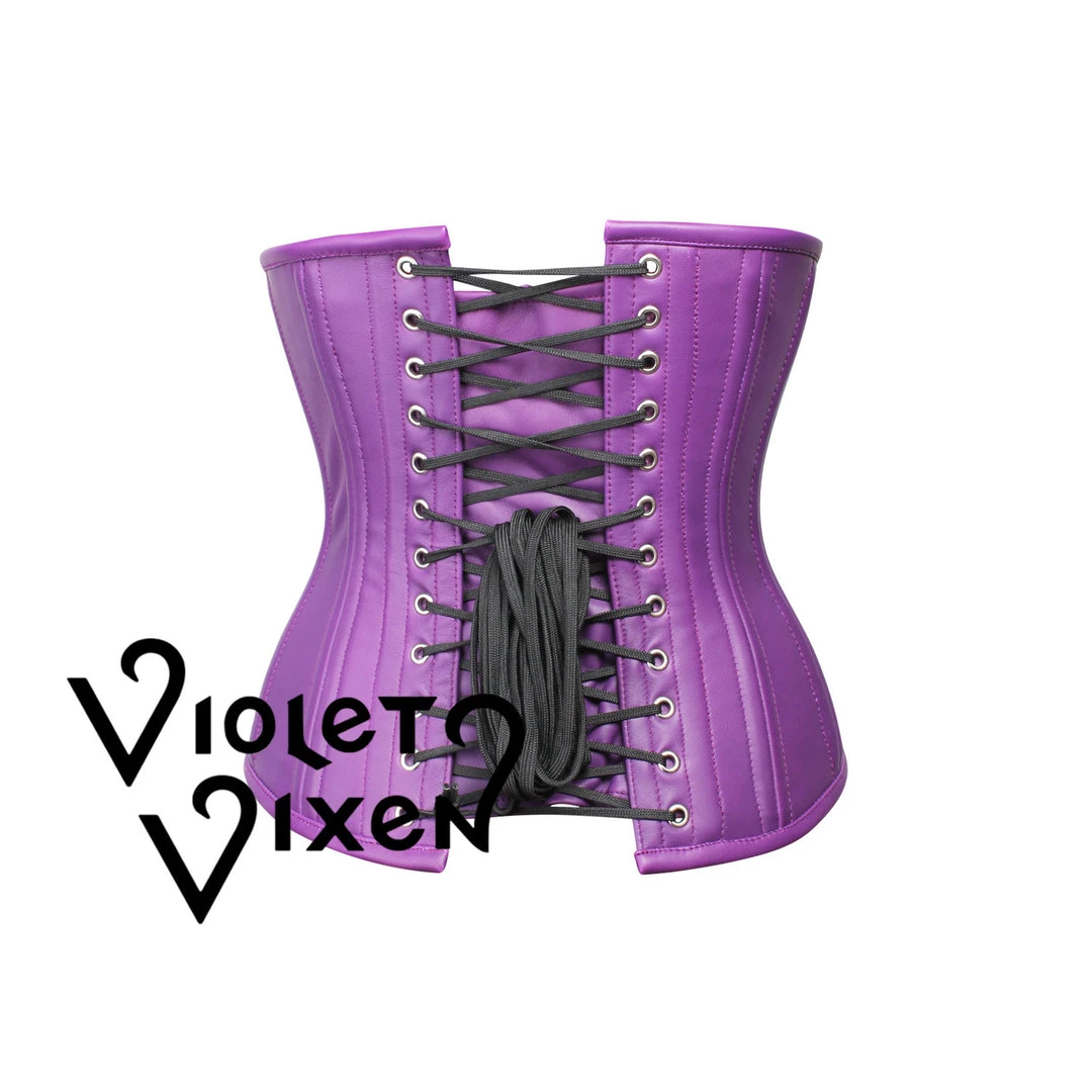 Corset Deal Lavender Leather Underbust Corset 5 Corset Deal Lavender Leather Underbust Corset