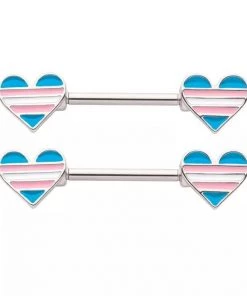 Body Vibe Jewelry Trans Pride Hearts Nipple Barbell