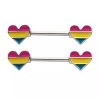 Body Vibe Jewelry Pansexual Pride Hearts Nipple Barbell Gay Pride