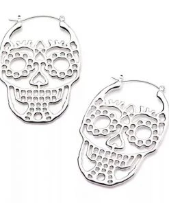 Body Vibe Jewelry Accessories Sugar Skull Plug-Friendly Hoops