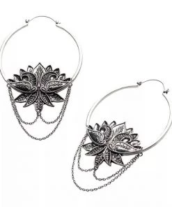 Body Vibe Jewelry Accessories Chained Lotus Plug-Friendly Hoops