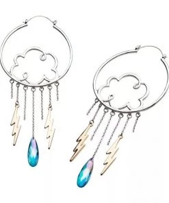 Body Vibe Jewelry Thunder Clouds Plug-Friendly Hoops