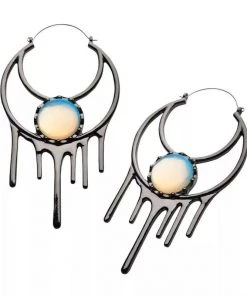 Body Vibe Jewelry Opalite Drip Plug-Friendly Oval Hoops Accessories