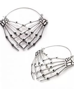 Body Vibe Jewelry Crossed Skeleton Hands Plug-Friendly Hoops
