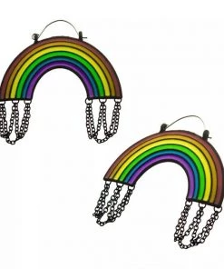 Body Vibe Jewelry Chained Rainbow Plug-Friendly Hoops