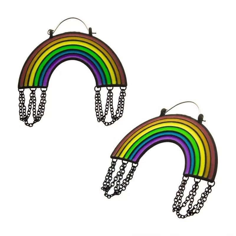 Body Vibe Jewelry Chained Rainbow Plug-Friendly Hoops 3 Body Vibe Jewelry Chained Rainbow Plug-Friendly Hoops