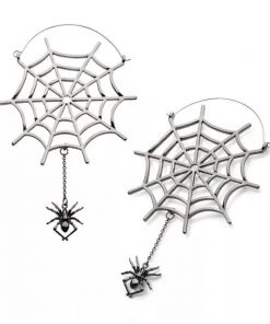 Body Vibe Jewelry Webb With Dangling Spider Plug-Friendly Hoops Accessories