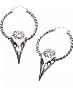 Body Vibe Jewelry Accessories Raven Skull Plug-Friendly Hoops