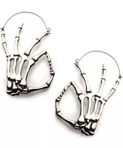 Body Vibe Jewelry Accessories Okay Skeleton Hands Plug-Friendly Hoops