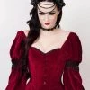 Corset Deal Velvet Victorian Puff Sleeve Overbust Corset Top - Red 2 Corset Deal Velvet Victorian Puff Sleeve Overbust Corset Top - Red
