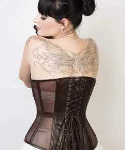Corset Deal Studded Steamed And Meshed Overbust Corset - Brown