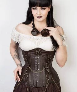 Corset Deal Chains And Chocolate Leather Underbust Corset