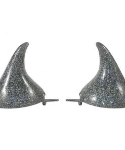 Kreepsville 666 Horror Hair Horns - Silver Glitter