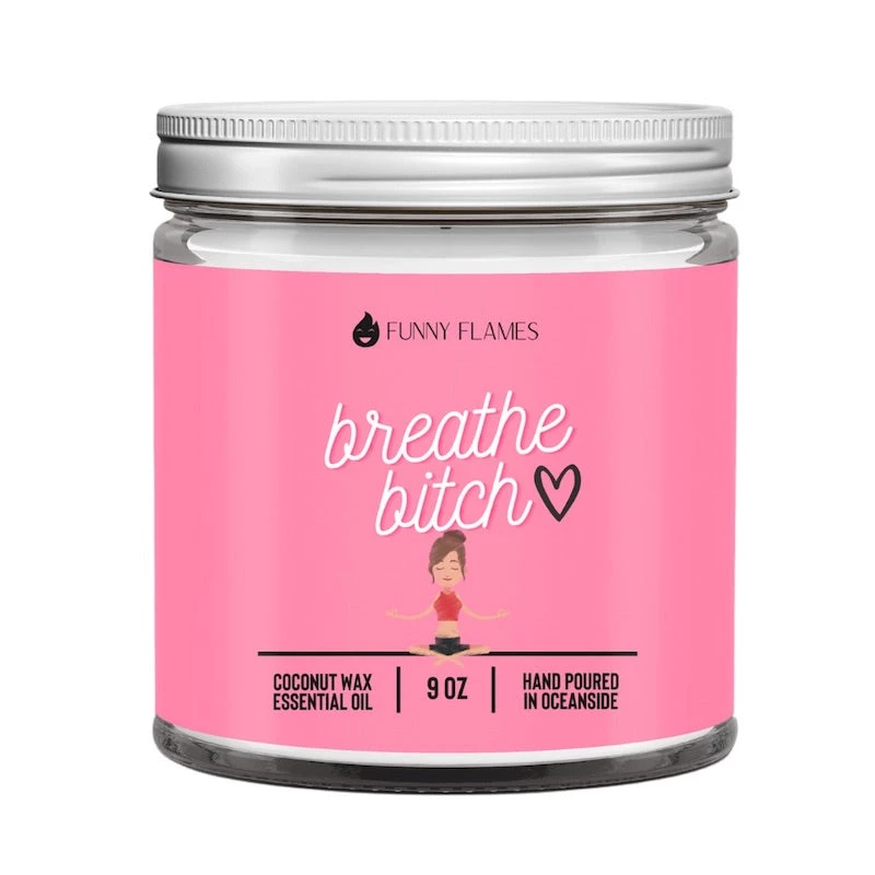 Funny Flames Candle Co Breathe B*tch Candle- 9oz 3 Funny Flames Candle Co Breathe B*tch Candle- 9oz