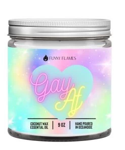 Funny Flames Candle Co Gay AF Candle- 9oz Gay Pride